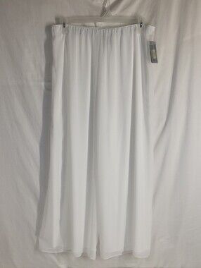 NEW Alex Evenings Pull On White Chiffon Wide Leg Hi-Rise Casual Dress Pant Sz 1X